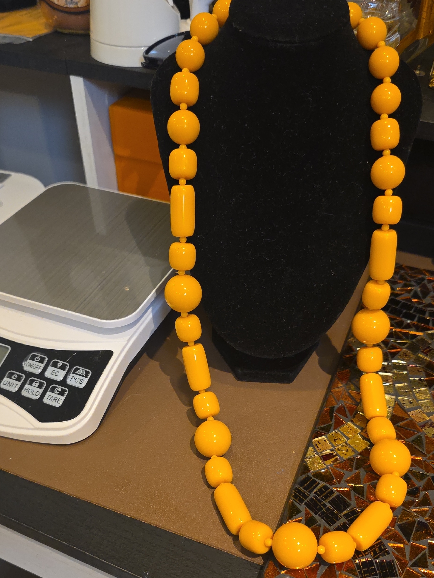 Bright Yellow Beaded Statement Necklace